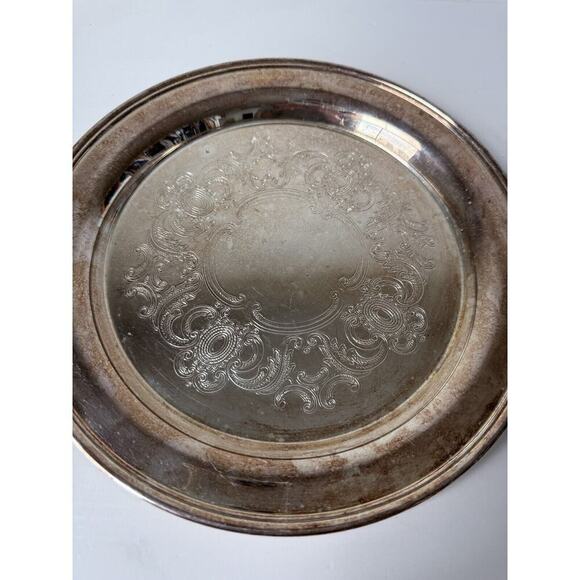 Vintage E.P.S. Silverplate Taunton Silversmiths Gadroon 10" Round Serving Tray​​ - Picture 2 of 6